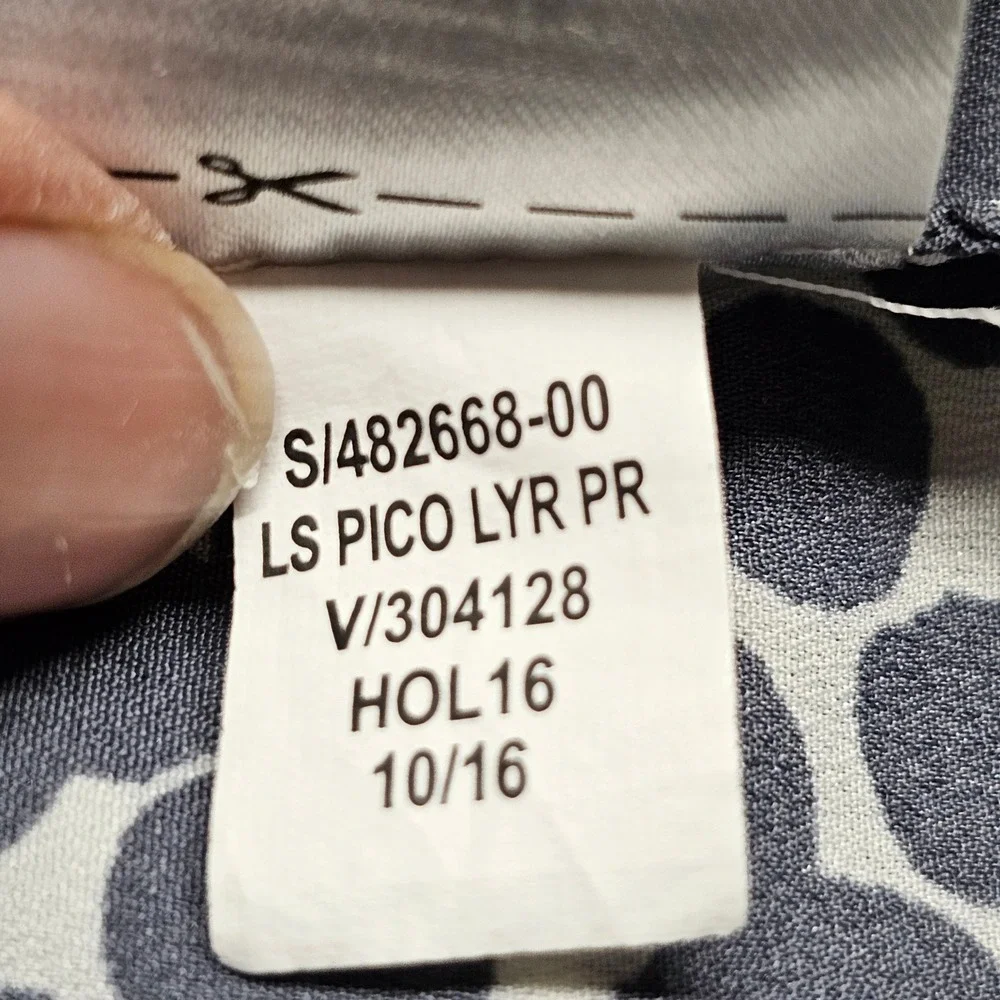 Banana Republic Womens XS Navy White Polka Dot Ruffle V-Neck Blouse 482668-00